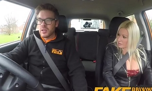 Fake Driving School squirting orgasm busty milf takes creampie after lesson
