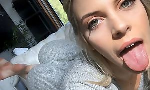 Hot blonde young lady loves jerking flannel of male off, doing great blowjob, fukcing in hardcore ssex act and having wild turning-point